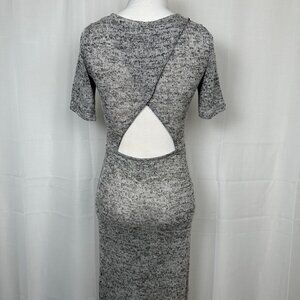 H&M Sheer Mesh Bodycon Midi Dress XS Stretchy Cutout Back Layering Fairy Grunge